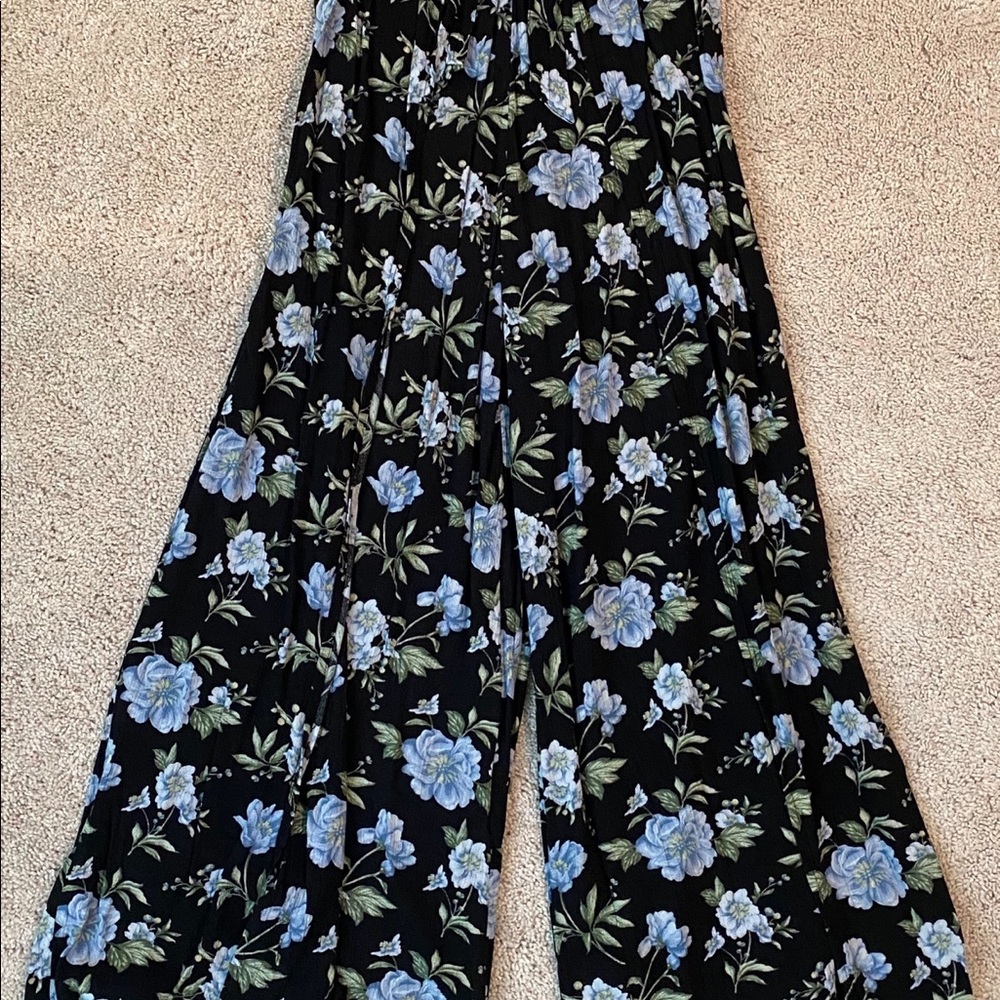 Black and blue floral two piece outfit